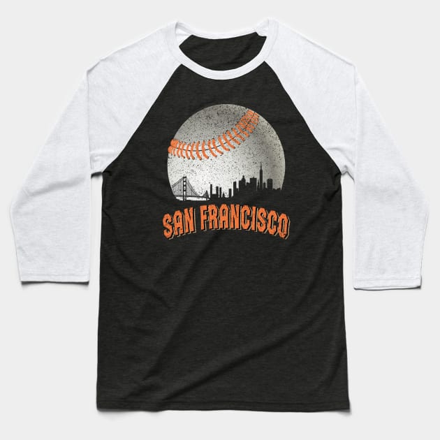 San Francisco Vintage Skyline Baseball For Gameday Baseball T-Shirt by cytoplastmaximume